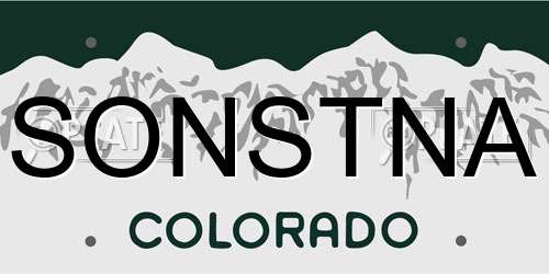 SONSTNA Colorado License Plate