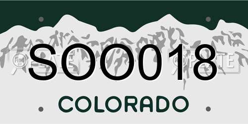 SOO018 Colorado License Plate