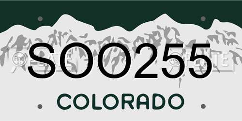 SOO255 Colorado License Plate