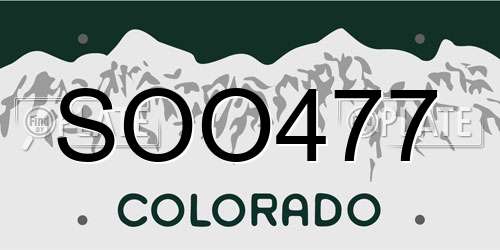 SOO477 Colorado License Plate