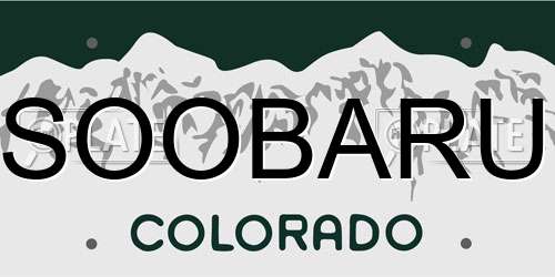 SOOBARU Colorado License Plate