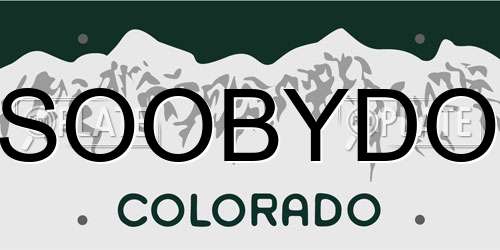SOOBYDO Colorado License Plate
