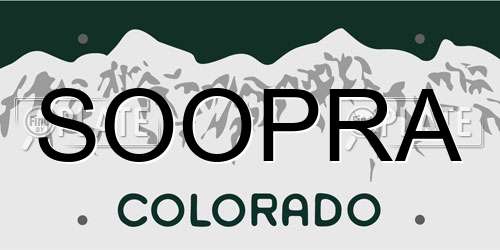 SOOPRA Colorado License Plate