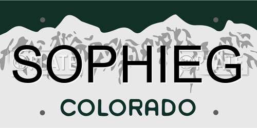 SOPHIEG Colorado License Plate