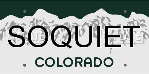 SOQUIET Colorado License Plate