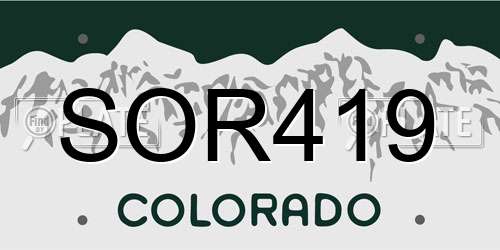 SOR419 Colorado License Plate