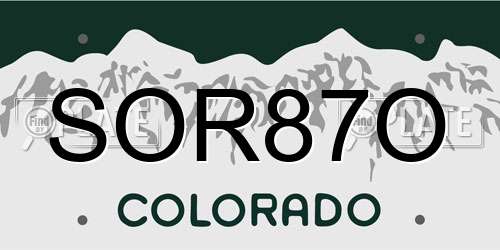 SOR87O Colorado License Plate