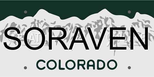 SORAVEN Colorado License Plate