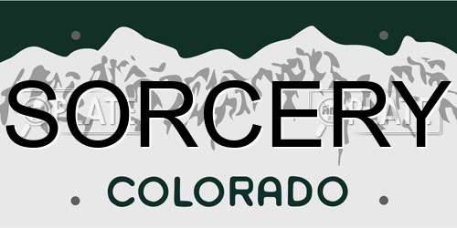 SORCERY Colorado License Plate