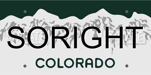 SORIGHT Colorado License Plate