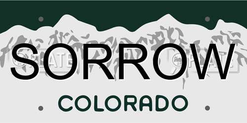 SORROW Colorado License Plate