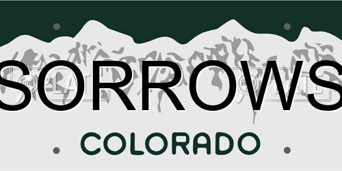 SORROWS Colorado License Plate