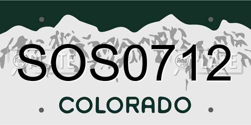 SOS0712 Colorado License Plate