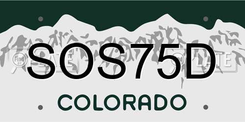 SOS75D Colorado License Plate