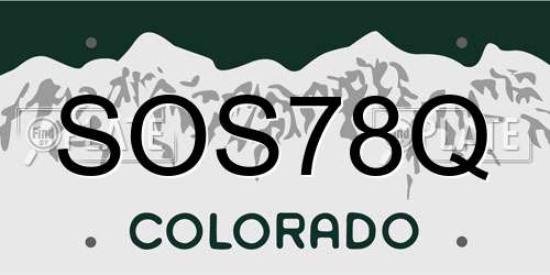SOS78Q Colorado License Plate