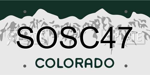 SOSC47 Colorado License Plate