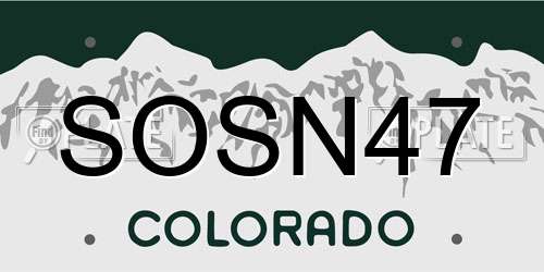 SOSN47 Colorado License Plate