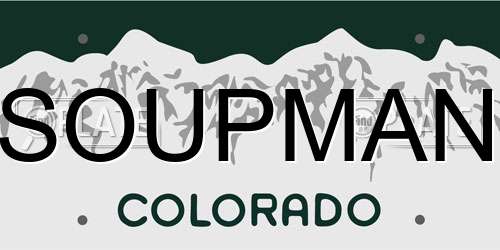 SOUPMAN Colorado License Plate