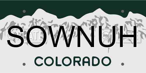 SOWNUH Colorado License Plate