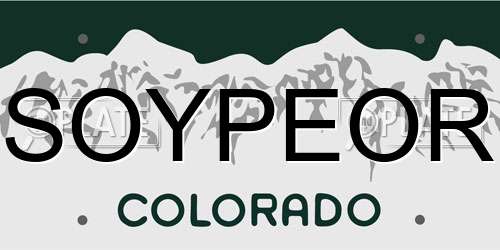 SOYPEOR Colorado License Plate