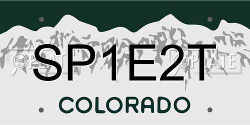 SP1E2T Colorado License Plate