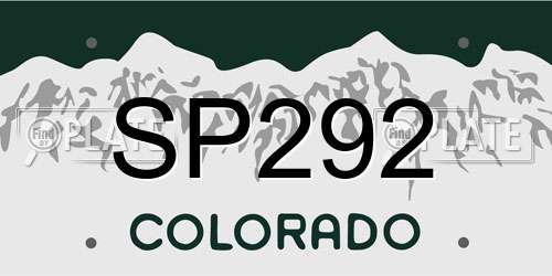 SP292 Colorado License Plate
