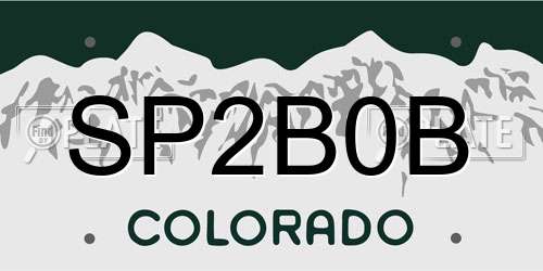 SP2B0B Colorado License Plate