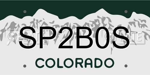 SP2B0S Colorado License Plate
