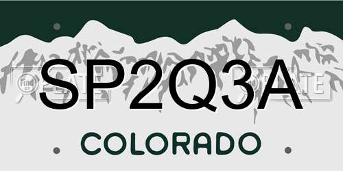 SP2Q3A Colorado License Plate