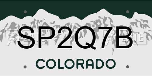 SP2Q7B Colorado License Plate