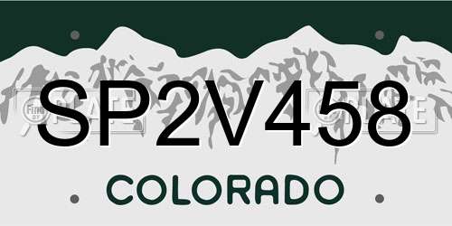 SP2V458 Colorado License Plate