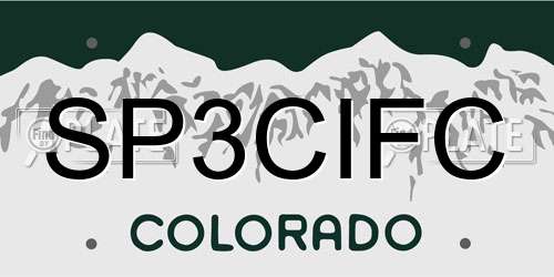 SP3CIFC Colorado License Plate