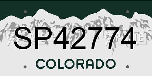 SP42774 Colorado License Plate