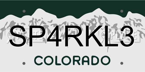 SP4RKL3 Colorado License Plate