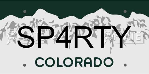 SP4RTY Colorado License Plate