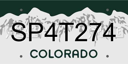 SP4T274 Colorado License Plate