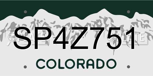 SP4Z751 Colorado License Plate