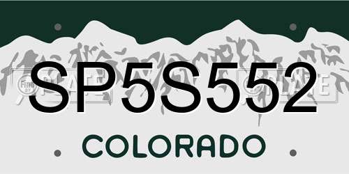 SP5S552 Colorado License Plate