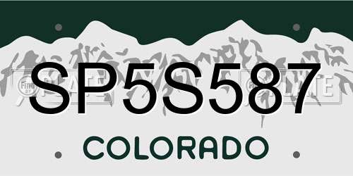 SP5S587 Colorado License Plate