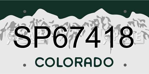 SP67418 Colorado License Plate