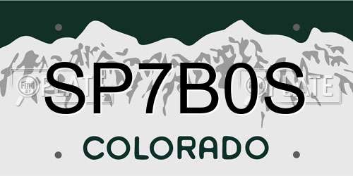 SP7B0S Colorado License Plate
