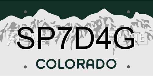 SP7D4G Colorado License Plate