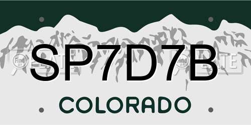SP7D7B Colorado License Plate