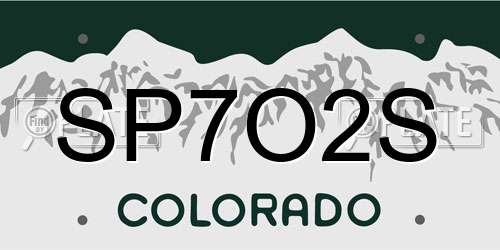 SP7O2S Colorado License Plate