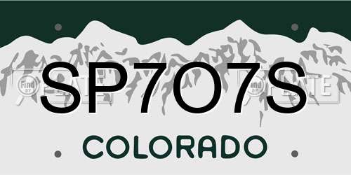 SP7O7S Colorado License Plate