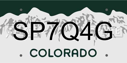 SP7Q4G Colorado License Plate