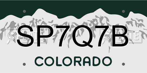 SP7Q7B Colorado License Plate