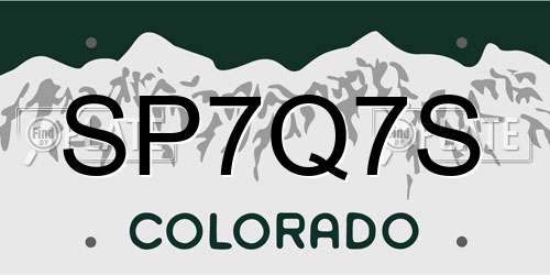 SP7Q7S Colorado License Plate