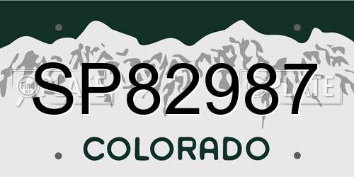 SP82987 Colorado License Plate