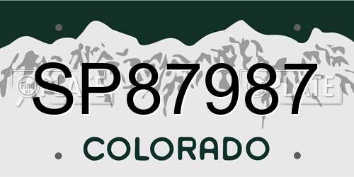 SP87987 Colorado License Plate